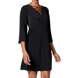 NWT Nordstrom Lace Up Flare Sleeve Midi Dress LBD